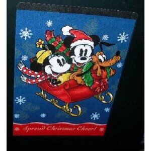 New Disney Mickey & Minnie Mouse in Sleigh Christmas Afghan Throw Gift Blanket